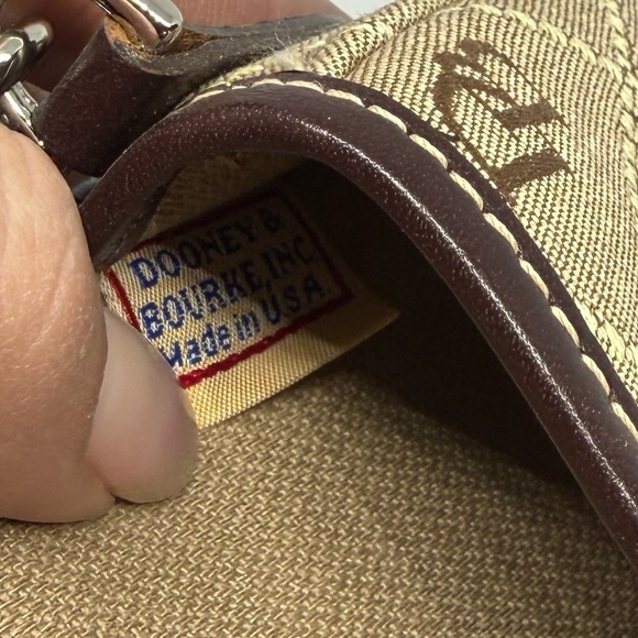 Dooney & Bourke Logo Canvas Wristlet Brown Tan 6x4